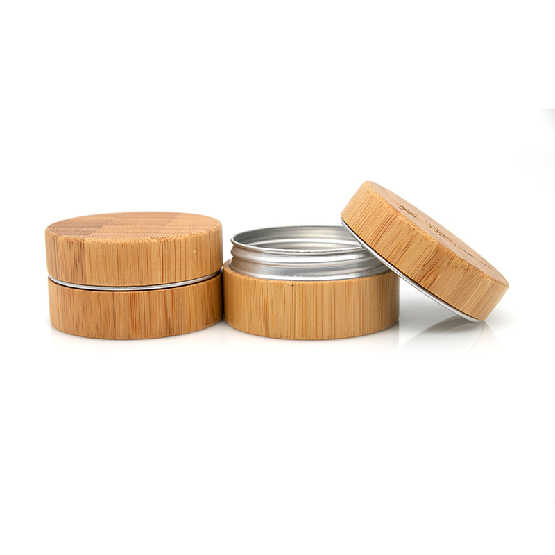 Bouteille de crème pour le visage en bois de bambou, emballage cosmétique en forme de cylindre, avec pot intérieur en aluminium, 5g 15g 30g 50g 100g