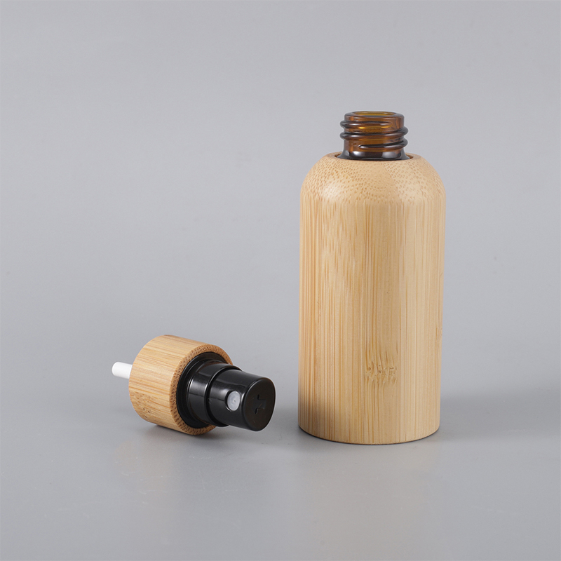 Emballage écologique de bouteille en plastique inspiré par le bois de bambou naturel réutilisable léger pour le shampooing Emballage écologique de bouteille en plastique inspiré par le bois de bambou naturel réutilisable léger pour le shampooing