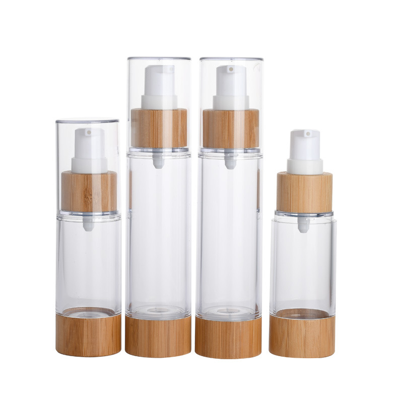 Bouteille privée d'air en bambou recyclable de la lotion 50ml pour la bouteille privée d'air en bambou cosmétique de pompe Bouteille privée d'air en bambou recyclable de la lotion 50ml pour la bouteille privée d'air en bambou cosmétique de pompe