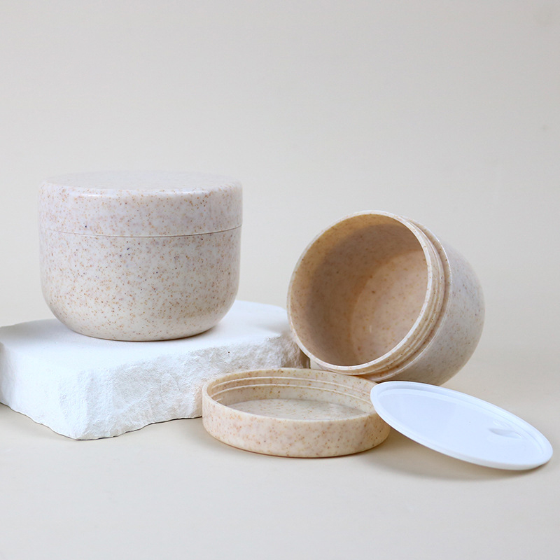 Pot de récipient de paille de blé à large bouche 80g 120g 200g 250g, bouteille de crème de soin de la peau, pot de crème pour le visage avec couvercles Pot de récipient de paille de blé à large bouche 80g 120g 200g 250g, bouteille de crème de soin de la peau, pot de crème pour le visage avec couvercles