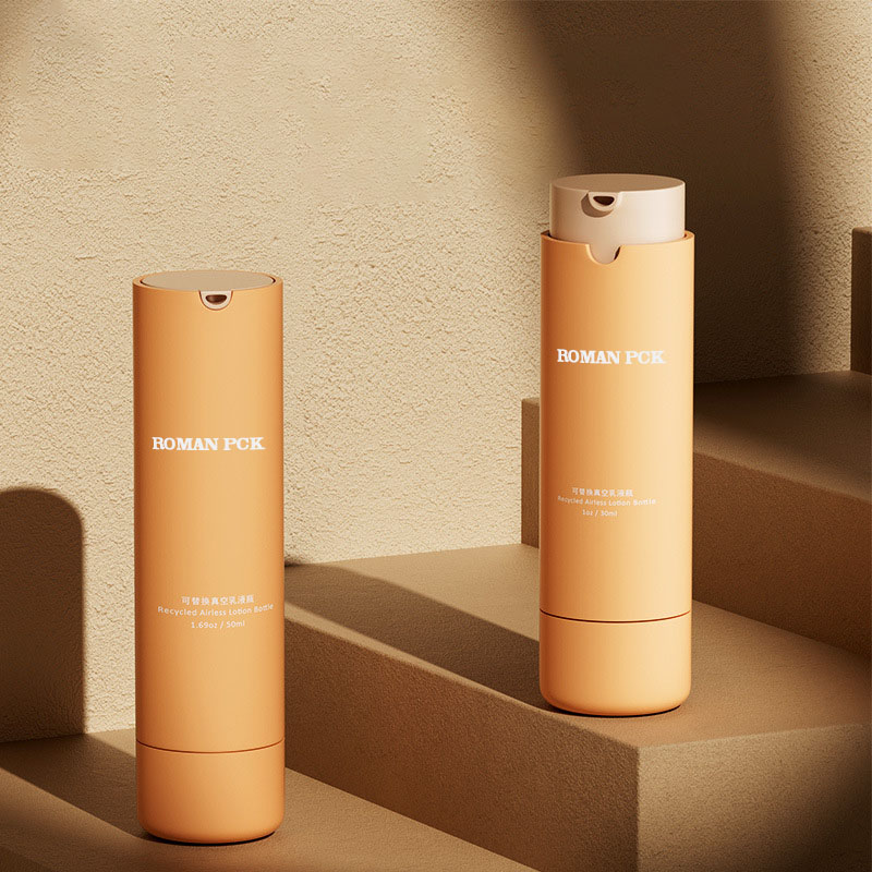 Bouteille à pompe sans air en plastique Orange, 15ml, 30ml, 50ml, PP, pour crème, Lotion, soins de la peau, emballage de sérum cosmétique