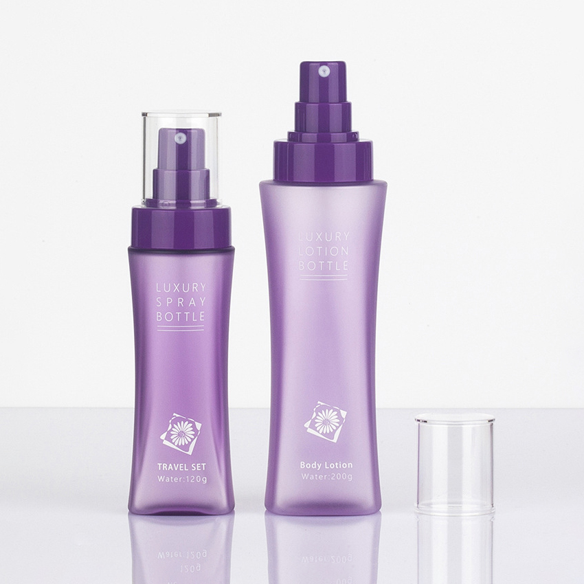 Bouteille de voyage en plastique PET en forme de taille, 80 ml, 120 ml, 150 ml, 200 ml, conception explosive pour lotions, toner, eau, flacon pulvérisateur pratique de petite taille Bouteille de voyage en plastique PET en forme de taille, 80 ml, 120 ml, 150 ml, 200 ml, conception explosive pour lotions, toner, eau, flacon pulvérisateur pratique de petite taille