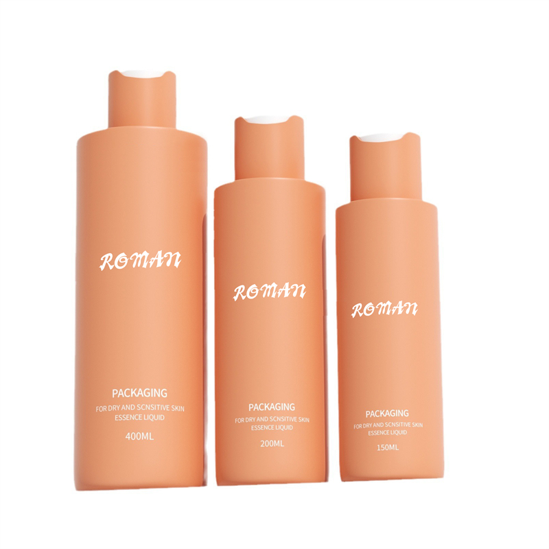 Bouteille ronde en plastique PET de 100ml 150ml 200ml, avec bouchon orange transparent, disque rechargeable vide pour soins de la peau, sérum, masque facial, shampoing Bouteille ronde en plastique PET de 100ml 150ml 200ml, avec bouchon orange transparent, disque rechargeable vide pour soins de la peau, sérum, masque facial, shampoing