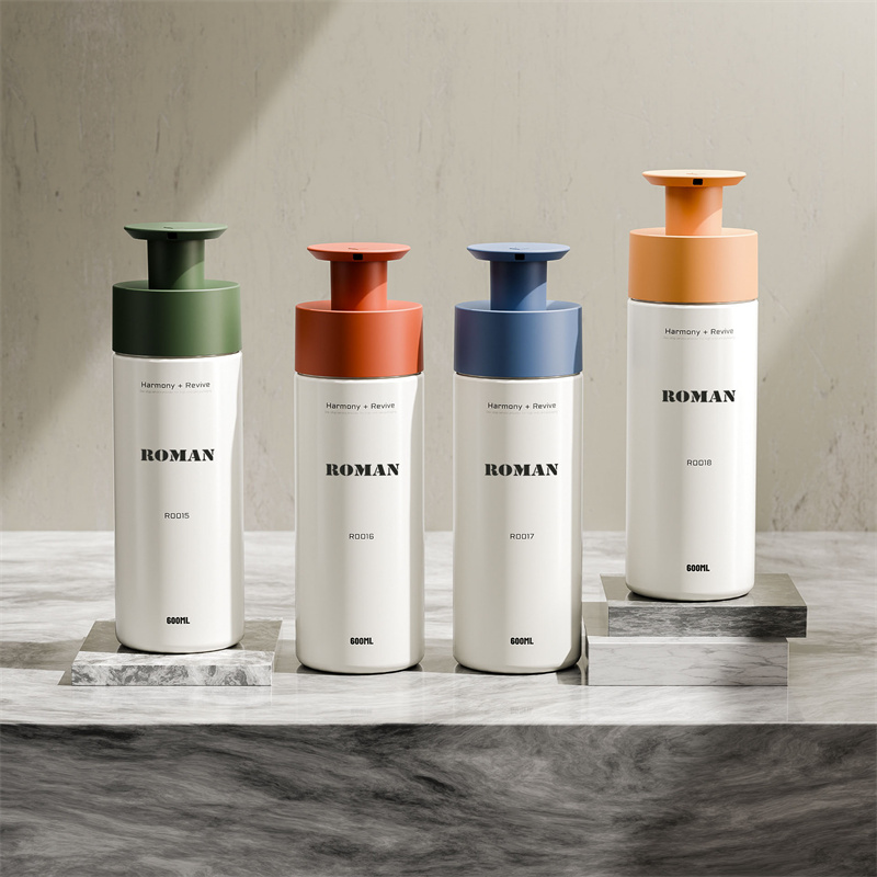 Bouteilles à pompe rondes en plastique PET, pour shampoing, Lotion de lavage corporel, liquide, savon pour les mains, emballage de Gel douche, 200ml, 300ml, 400ml, 600ml