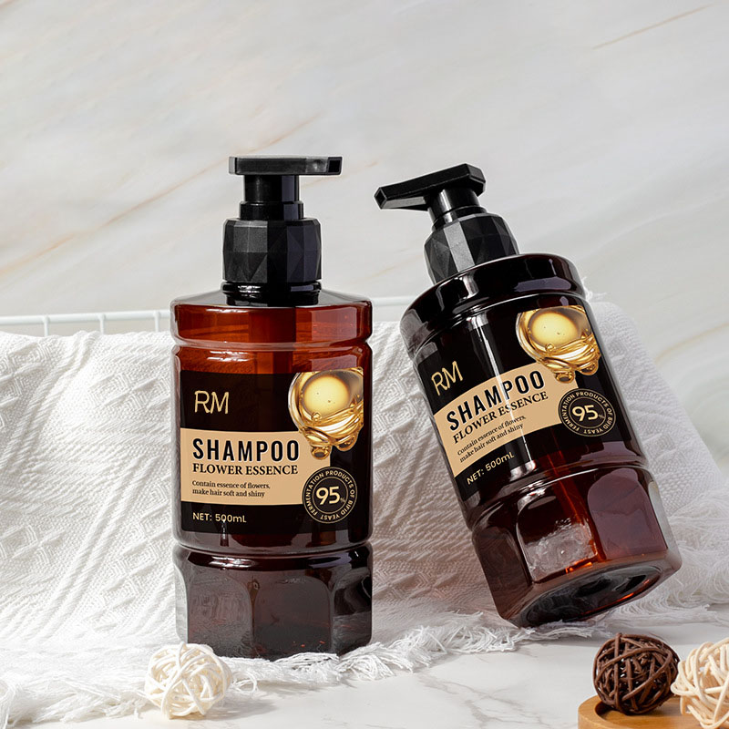 Bouteille à pompe à pétales en plastique Pet de 500ml, avec pompe à vis, bouteille de shampoing d'hôtel de grande valeur pour l'emballage de soins personnels