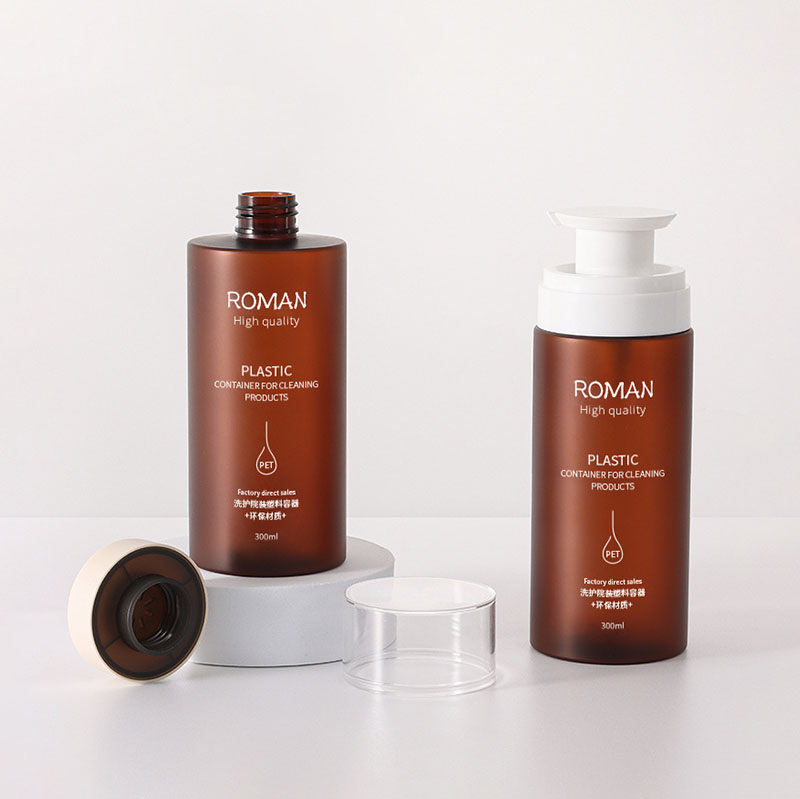 Bouteilles en plastique avec distributeur à pompe, grand cylindre vide transparent ambre rechargeable pour shampoing, après-shampooing, lotion, huiles