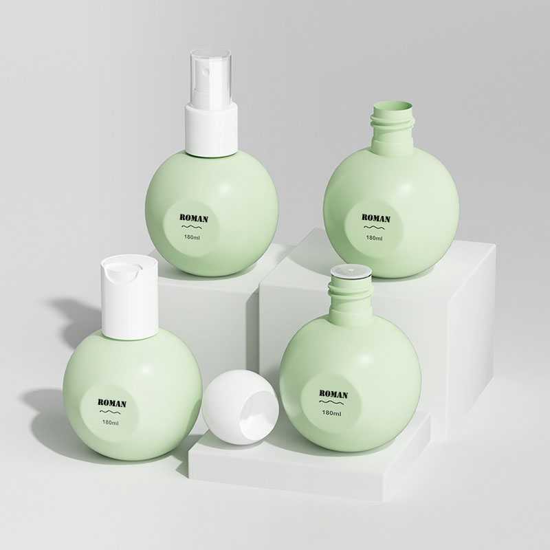 Bouteilles vides sphériques PE de 180ml, nouveau Design, bouteille à pompe en plastique rechargeable pour crème, shampoing, parfum, emballage cosmétique