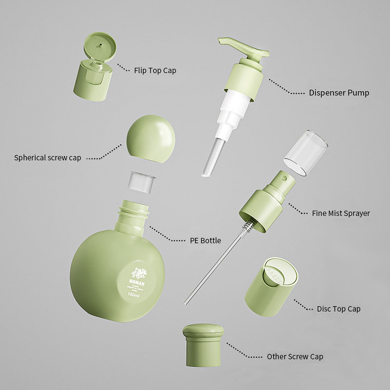 Bouteilles vides sphériques PE de 180ml, nouveau Design, bouteille à pompe en plastique rechargeable pour crème, shampoing, parfum, emballage cosmétique Bouteilles vides sphériques PE de 180ml, nouveau Design, bouteille à pompe en plastique rechargeable pour crème, shampoing, parfum, emballage cosmétique