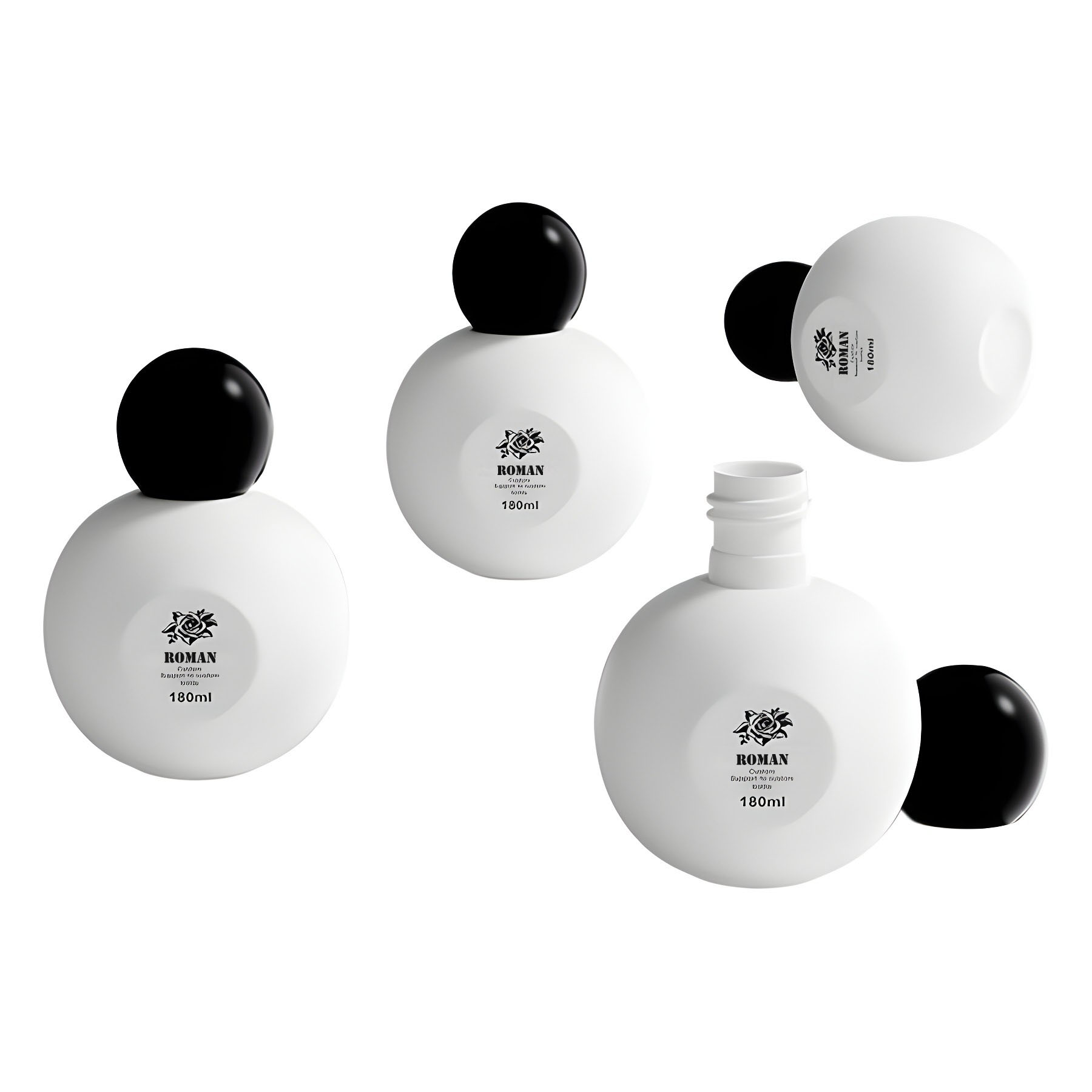 Bouteilles vides sphériques PE de 180ml, nouveau Design, bouteille à pompe en plastique rechargeable pour crème, shampoing, parfum, emballage cosmétique Bouteilles vides sphériques PE de 180ml, nouveau Design, bouteille à pompe en plastique rechargeable pour crème, shampoing, parfum, emballage cosmétique